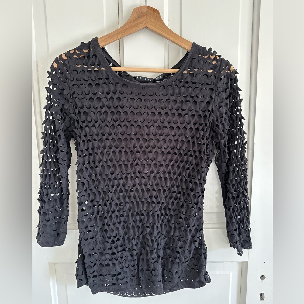 Black Textured Women's Dress Shirt